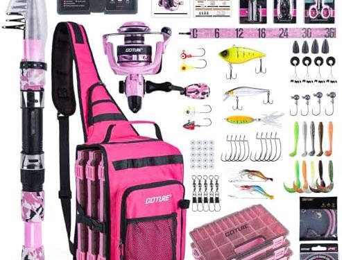 Goture Fishing Rod and Reel Combo – Green Telescoping Fishing Pole Portable Travel Kit with Carrier Bag for Freshwater Saltwater