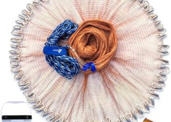 Drasry Saltwater Fishing Cast Net for Bait 3/8 1/4 or 1/2 with Heavy Sinkers Fish Trap Throw Net. Size 3ft/4ft/5ft/6ft/7ft/8ft/9ft/10ft Radius Freshwater Nets