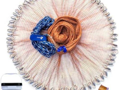 Drasry Saltwater Fishing Cast Net for Bait 3/8 1/4 or 1/2 with Heavy Sinkers Fish Trap Throw Net. Size 3ft/4ft/5ft/6ft/7ft/8ft/9ft/10ft Radius Freshwater Nets