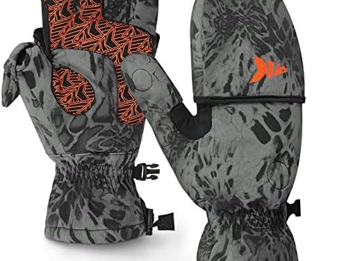 KastKing PolarBlast Convertible Ice Fishing Gloves Cold Weather Mittens and Fingerless Gloves with 3M Thinsulate Ideal for Ice Fishing, Photography