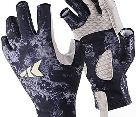 KastKing La Sal Fishing Gloves UPF50+ Sun Gloves UV Protection Fingerless Gloves Men Women for Outdoor, Kayaking, Rowing, Paddling, Canoeing, Hunting