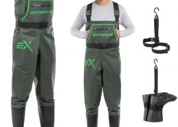 Extremus MarshPro Fishing Waders for Men, 100% Waterproof PVC Chest Waders with Slip-Resistant Boots