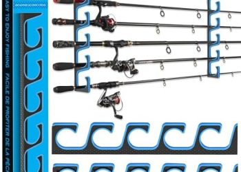 PLUSINNO H5P Fishing Rod/Pole Holders for Garage, Wall or Ceiling Mounted Fishing Rod Holder with Soft Protective Pad, Fishing Rod Storage Organizer